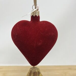 Heart Ornament Made In Poland Red Velvet Valentines Day Decor Gold Top Set Of 3